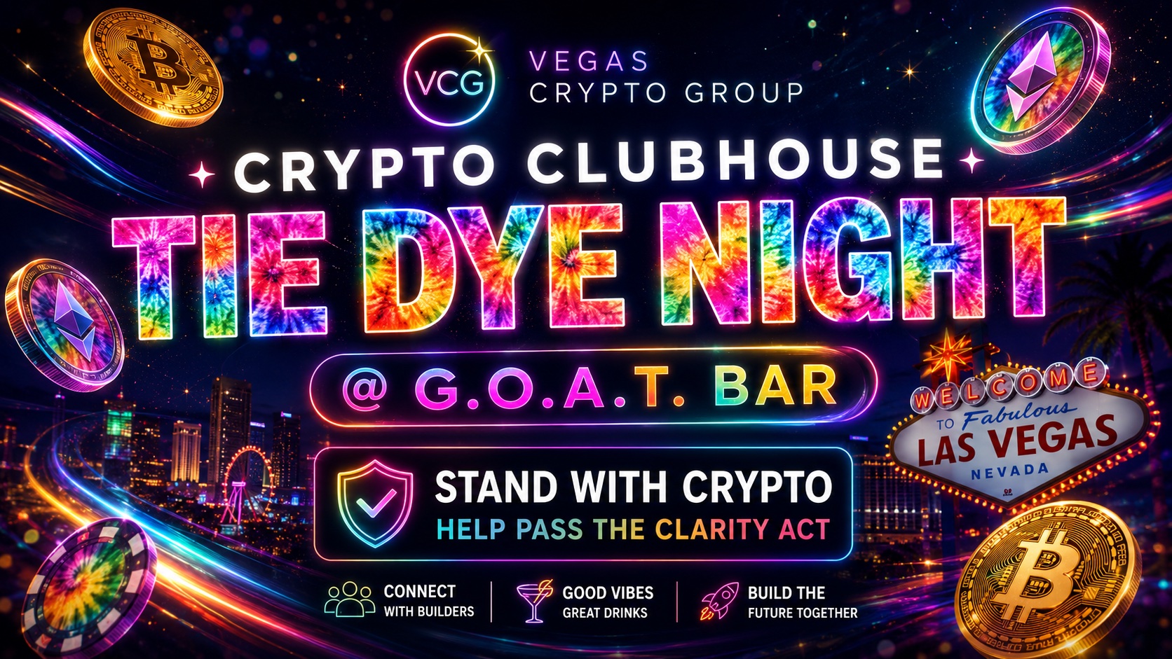 Crypto Clubhouse: Bingo Night + Tye Dye on Tues. 6-9pm at Goat Bar 15